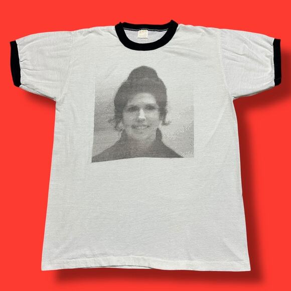 Vintage 80s Ringer Tee Shirt Dot Matrix Ascii Art Geek Retro Computer Tee L - Picture 1 of 6